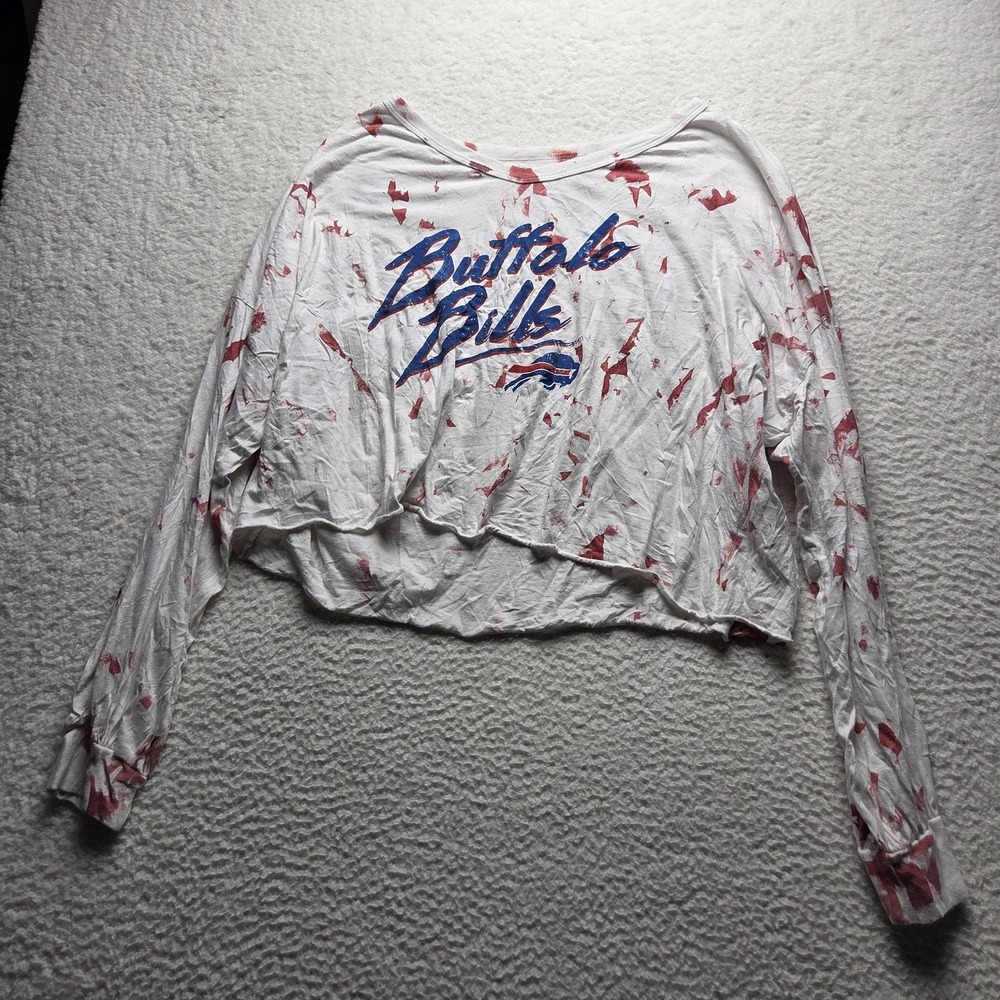 Buffalo Bills Shirt Womens 2XL White NFL Football Majestic Threads USA Crop